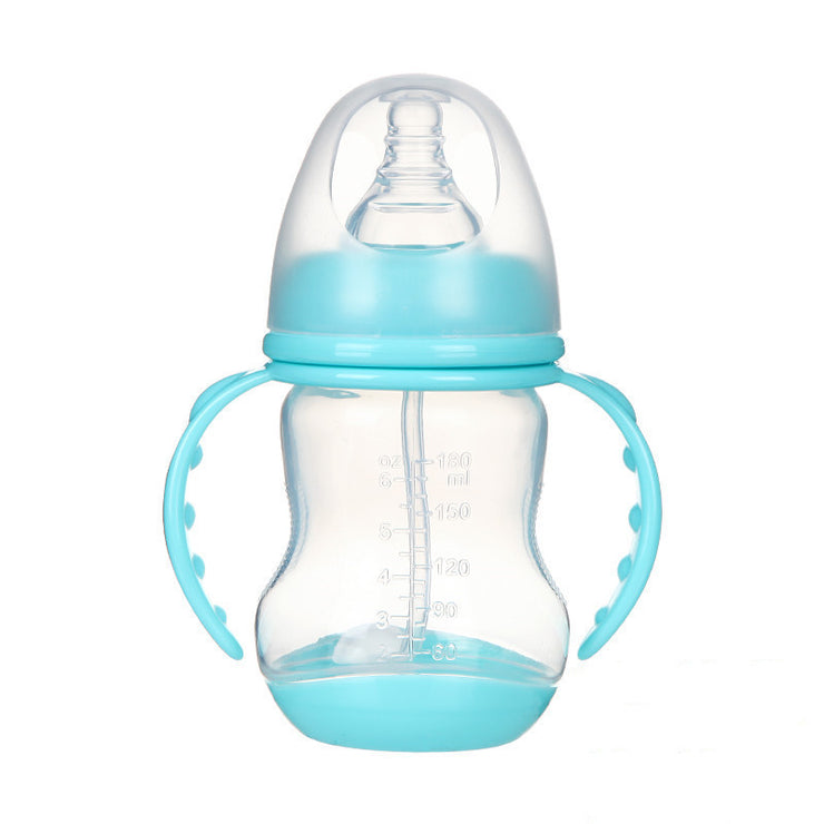 Wide Caliber PP Baby Bottle Anti-colic With Handle Straw