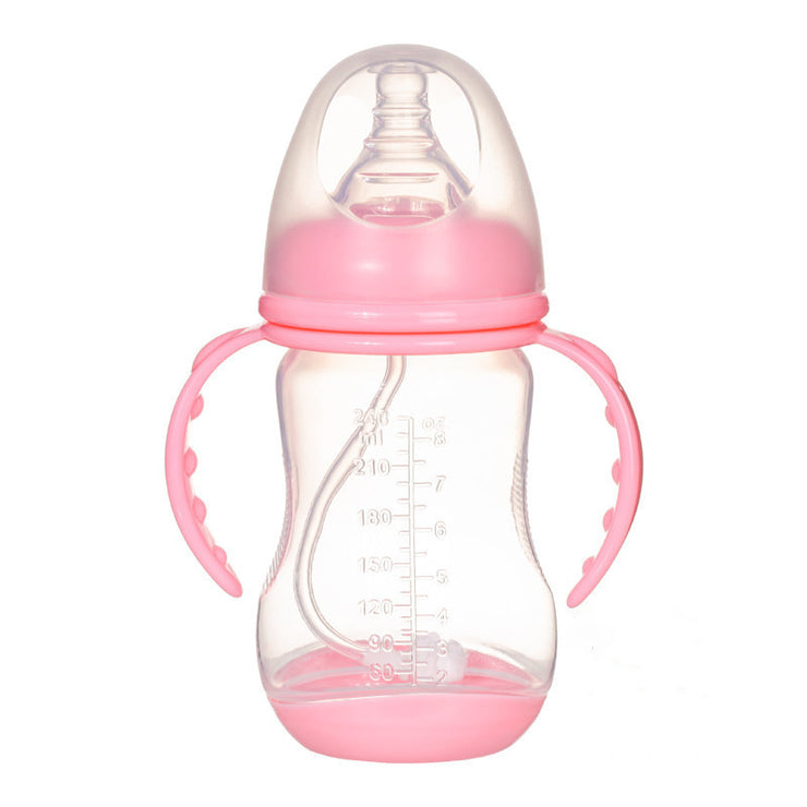 Wide Caliber PP Baby Bottle Anti-colic With Handle Straw