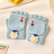 Thicken Five Finger Flip Mittens Baby Gloves For Autumn And Winter