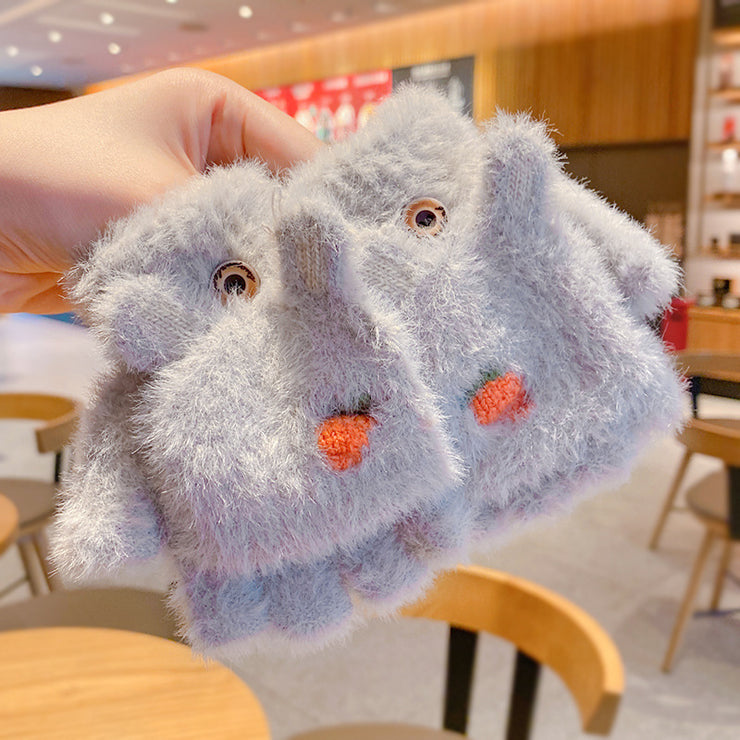 Thicken Five Finger Flip Mittens Baby Gloves For Autumn And Winter