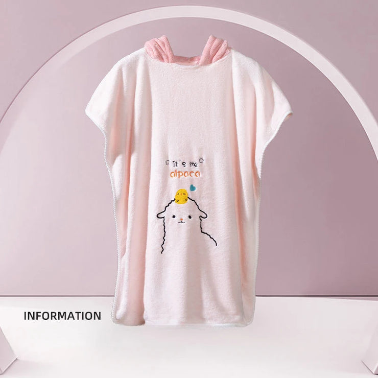 Kids Cape Bath Towel Cartoon Soft Coral