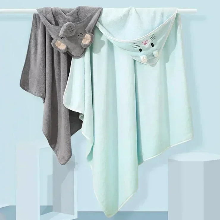 Cartoon Animal Baby Hooded Bath Towels