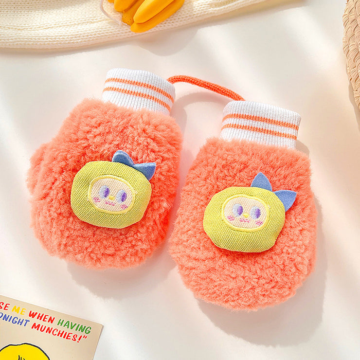 Thicken Five Finger Flip Mittens Baby Gloves For Autumn And Winter