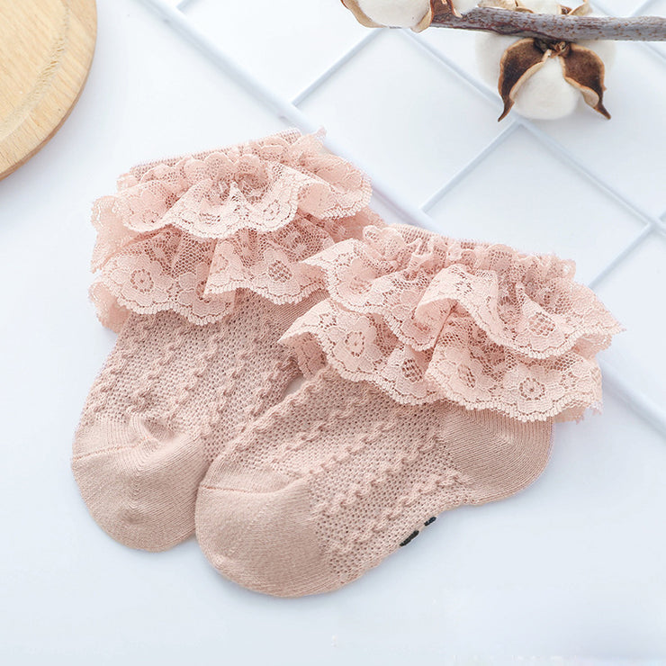 Baby Lace Socks Double Lace Princess Socks Baby Cotton Socks Dance Socks
